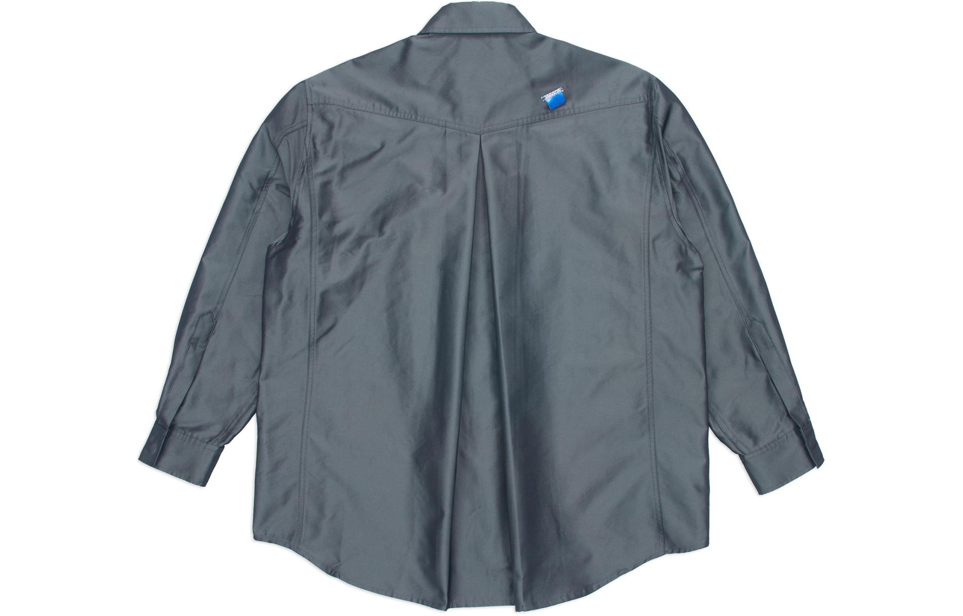 Lookbook (W) ADER ERROR SS24 Baju Lengan Panjang Oversized Kelabu Wanita dengan Sulaman Gradient BN01SSSH0105CC