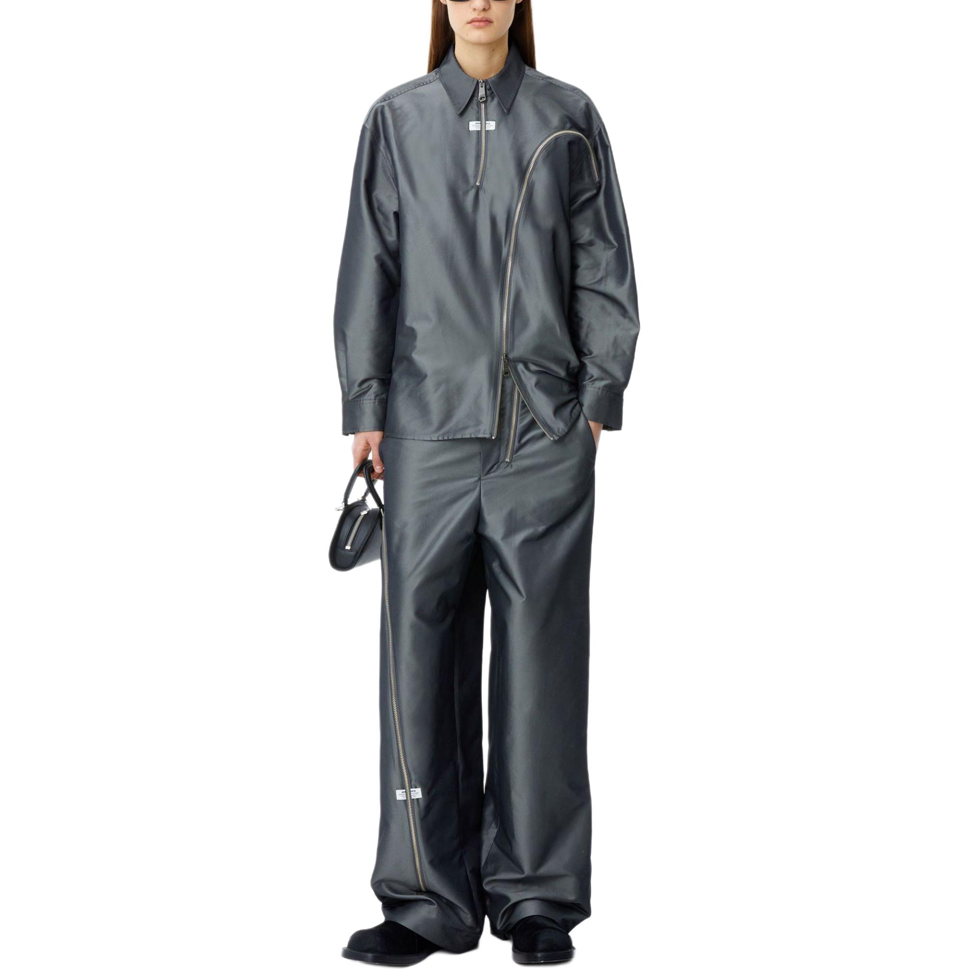 Shop (W) ADER ERROR SS24 Baju Lengan Panjang Oversized Kelabu Wanita dengan Sulaman Gradient BN01SSSH0105CC