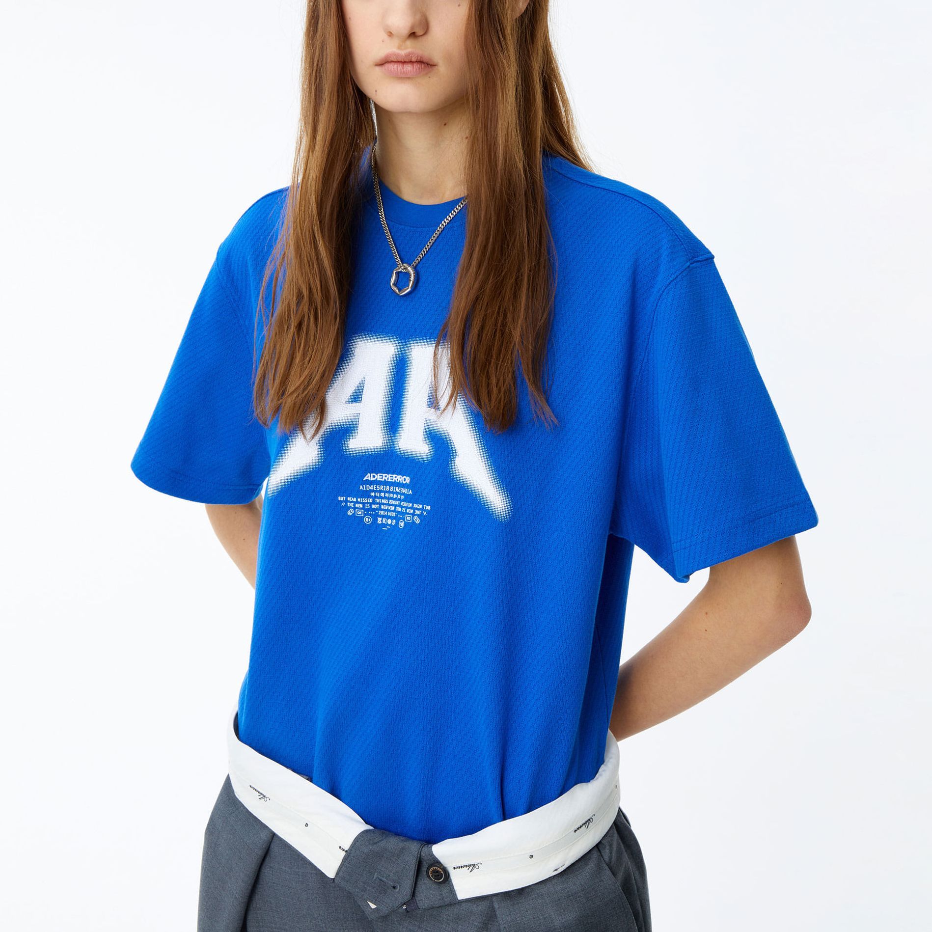 Cheap (W) ADER ERROR SS24 Baju T Graphic Embroidery & Print Biru BN01SSTS0105BL