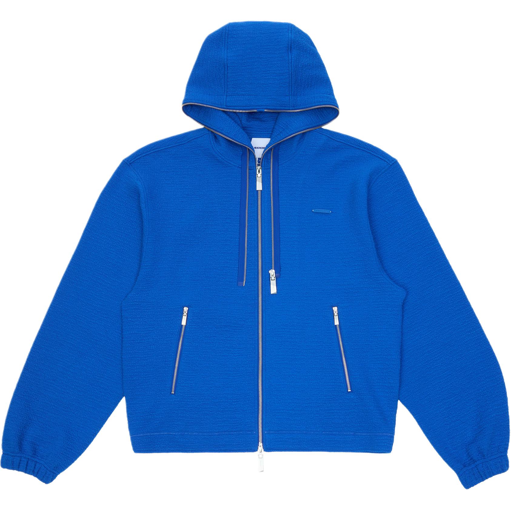 (Women) ADER ERROR SS25  Blue Solid Color Zip-up Hoodie Jacket Loose Fit BO01SSHD0402BL