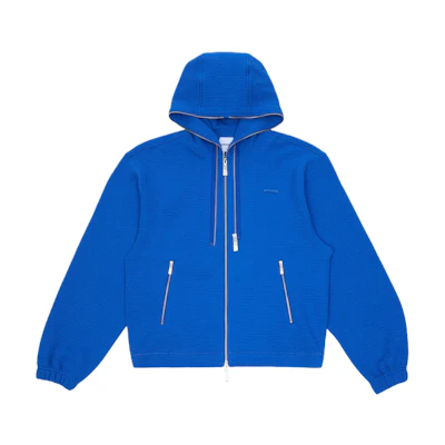 (Women) ADER ERROR SS25 Blue Solid Color Zip-up Hoodie Jacket Loose Fit BO01SSHD0402BL