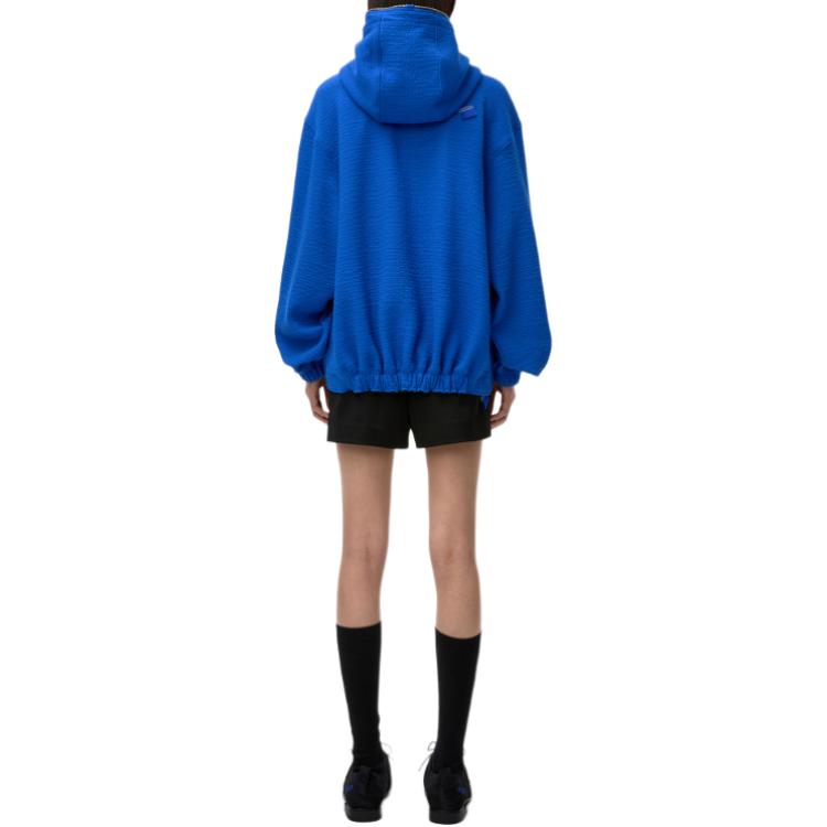 Details for (W) ADER ERROR SS25 Biru Jaket Hoodie Zip-up Longgar Warna Solid BO01SSHD0402BL