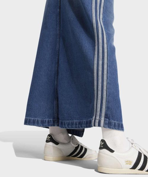 Lookbook (Women) adidas 3-Stripes Denim Long Skirt - Indigo Denim JW2658