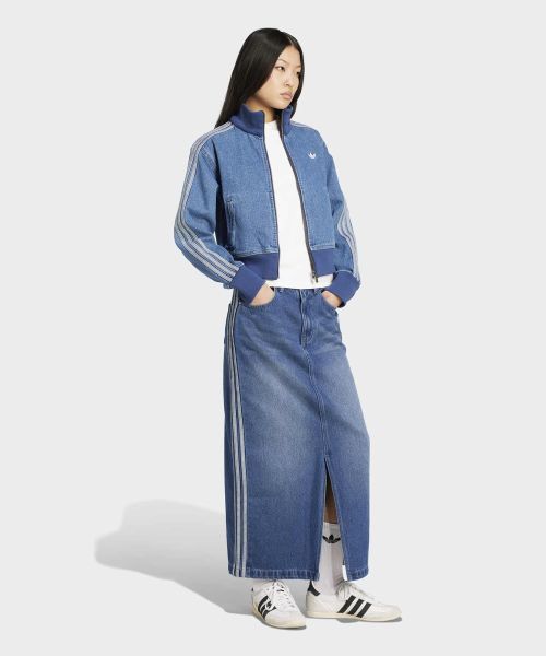Purchase (Women) adidas 3-Stripes Denim Long Skirt - Indigo Denim JW2658