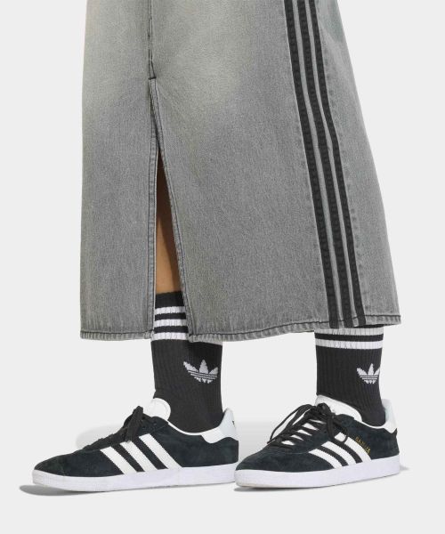 Shop (W) adidas Rok Pensil Denim 3-Stripes - Abu-Abu Denim Pudar KD2929