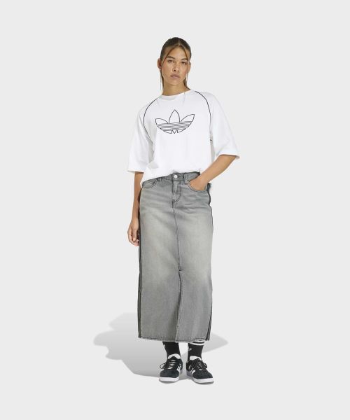 Purchase (W) adidas Rok Pensil Denim 3-Stripes - Abu-Abu Denim Pudar KD2929