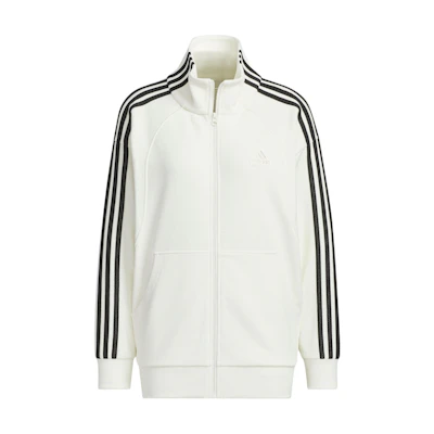 (Women) adidas 3-Stripes Knit Jacket White Casual Long-Sleeve Stand Collar JN0760