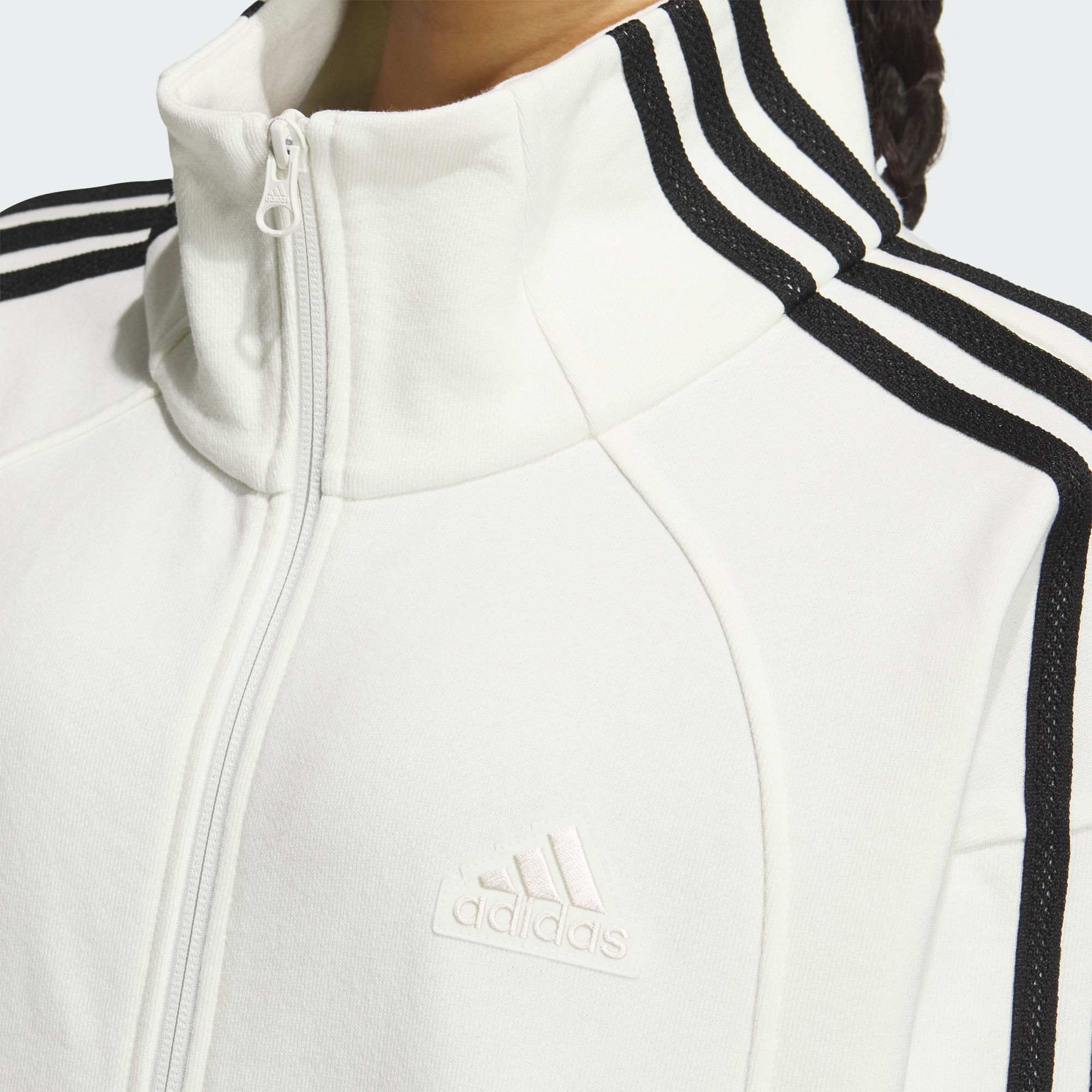 (Women) adidas 3-Stripes Knit Jacket White Casual Long-Sleeve Stand Collar JN0760 圖 7