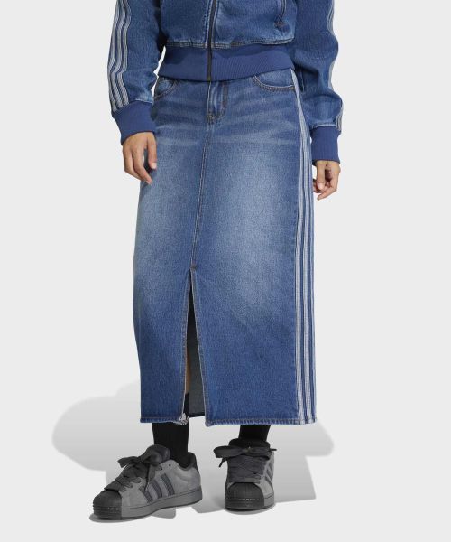 (Women) Adidas 3-Stripes Pencil Denim Skirt - Medium Vintage Denim KD2908