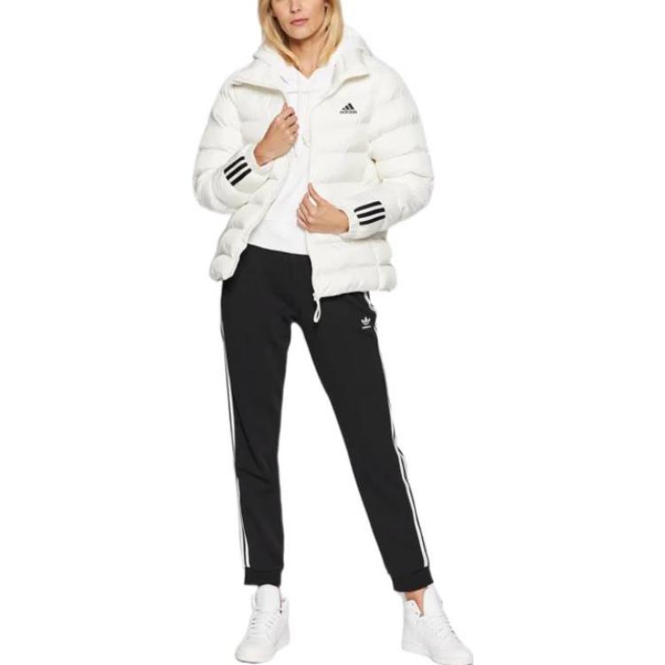 Lookbook (W) adidas 三條紋格紋帶Logo印花外套 白色 GT1713