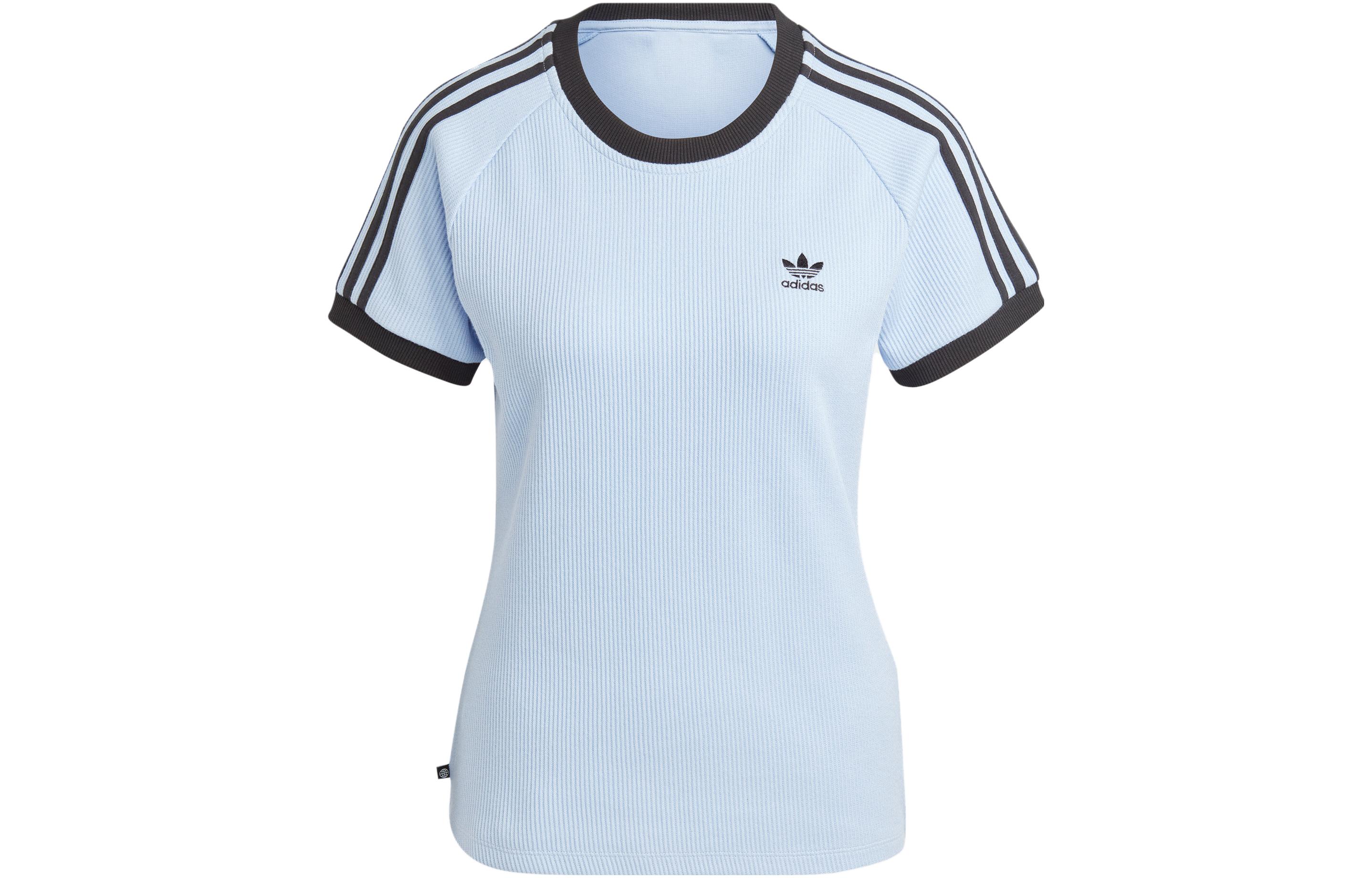 Buy (Women) adidas 3-Stripes Slim Retro T-Shirt Blue - Crewneck Short Sleeve Casual Tee IC5462