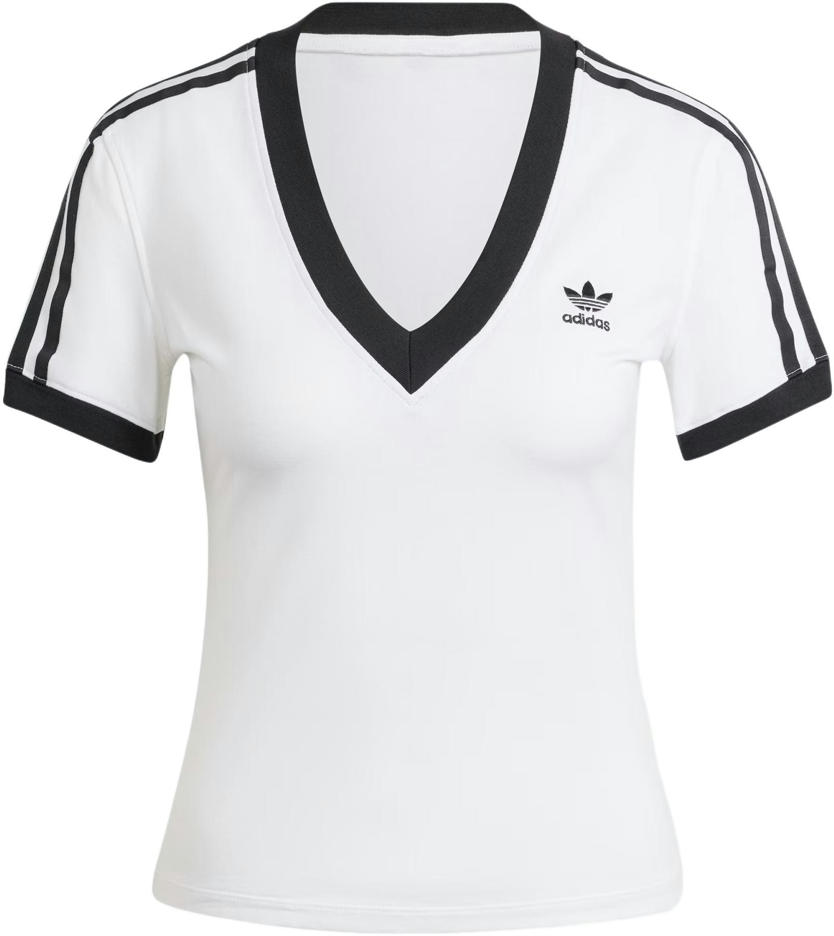 women-adidas-3-stripes-v-neck-slim-fit-breathable-t-shirt-white-ir-8114