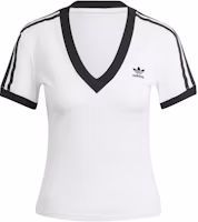 (Women) adidas 3-Stripes V-Neck Slim Fit Breathable T-Shirt White IR8114 (Women) adidas 3-Stripes V-Neck Slim Fit Breathable T-Shirt White IR8114