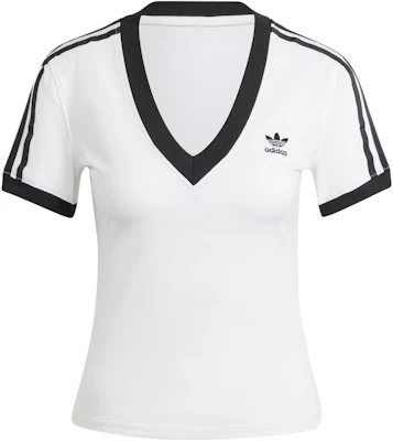 (Women) adidas 3-Stripes V-Neck Slim Fit Breathable T-Shirt White IR8114 Buy (Women) adidas 3-Stripes V-Neck Slim Fit Breathable T-Shirt White IR8114