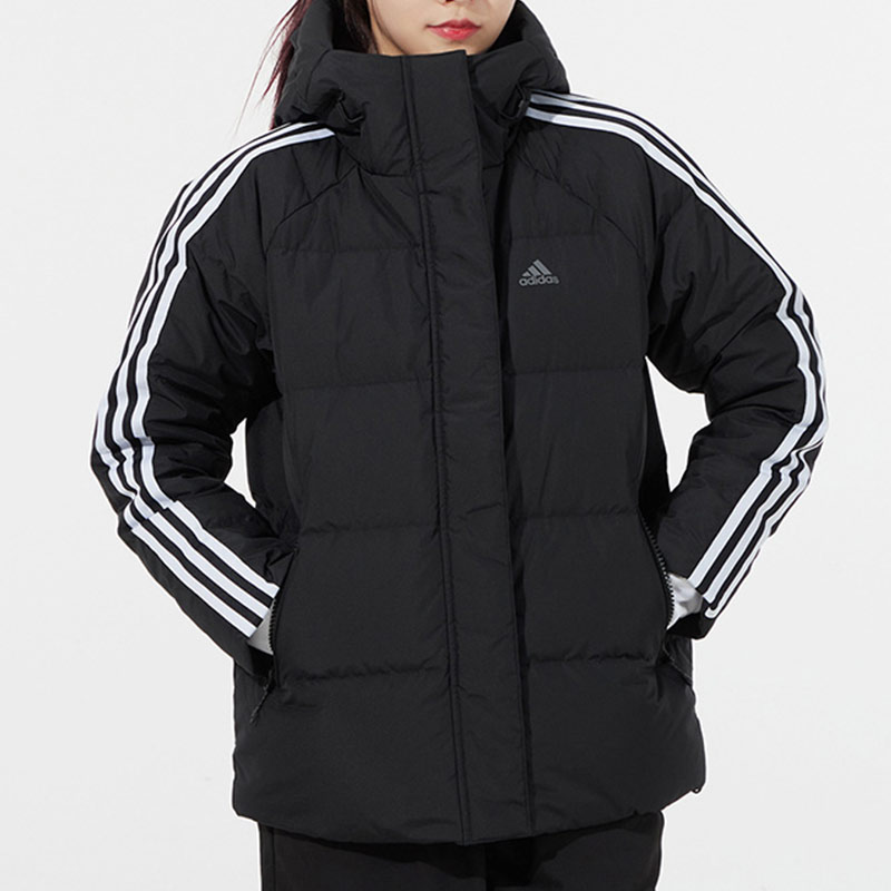 (Women) adidas 3St Puff Jacket Lightweight Down Coat Black Winter Hoodie H23063 圖 4