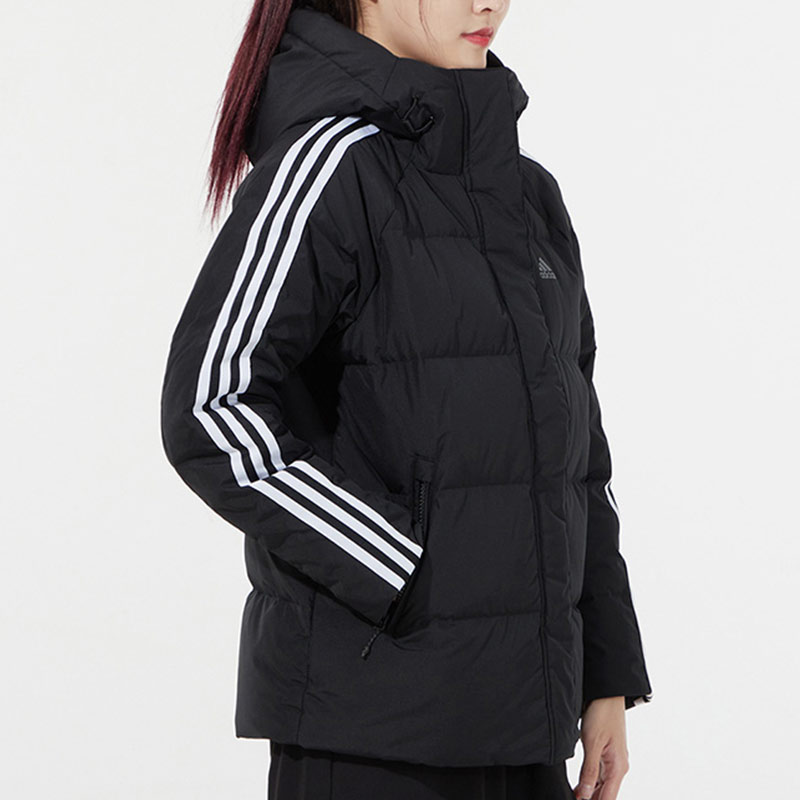 (Women) adidas 3St Puff Jacket Lightweight Down Coat Black Winter Hoodie H23063 圖 6
