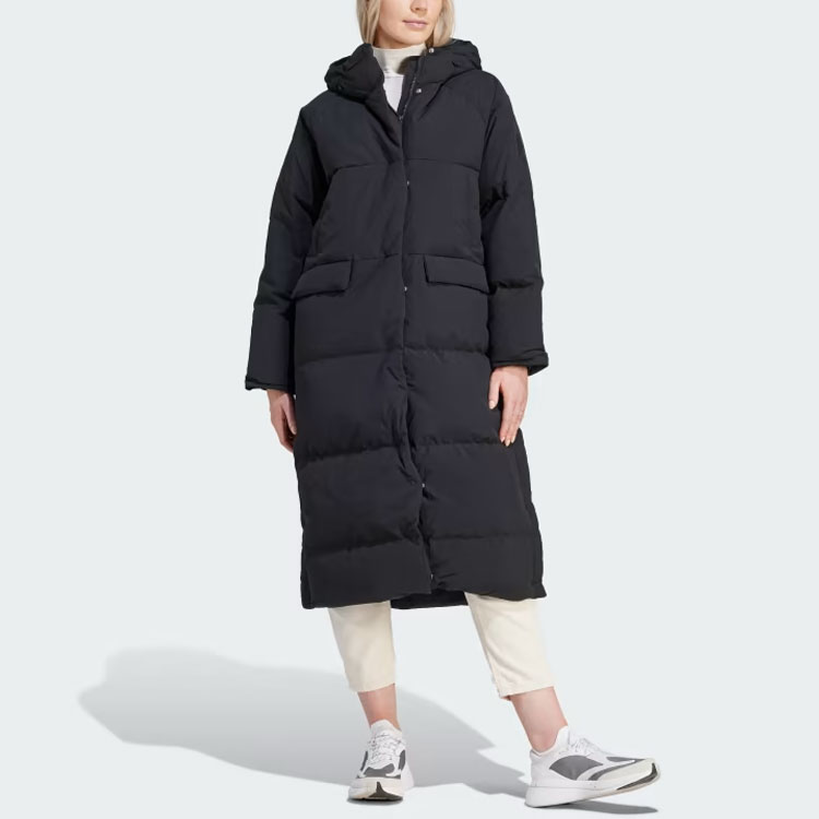 (Women) adidas 530  Black Down Jacket Long Sleeve Hoodie Solid Color IK3159 圖 3