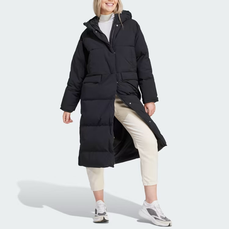 (Women) adidas 530  Black Down Jacket Long Sleeve Hoodie Solid Color IK3159 圖 5