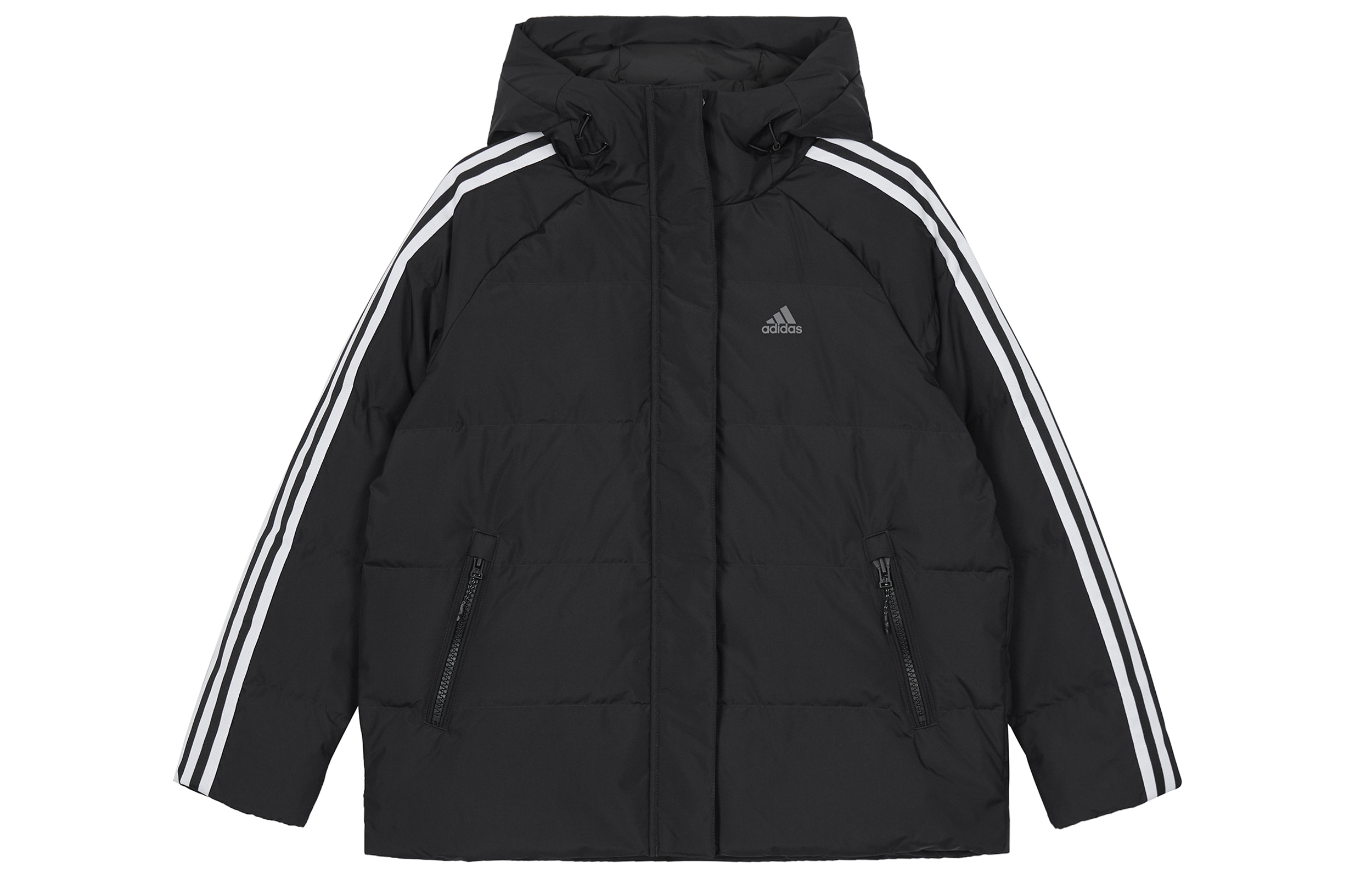 (Women) adidas  3-Stripes Black Down Jacket with Hood Casual Warm Design. IT8720 圖 2