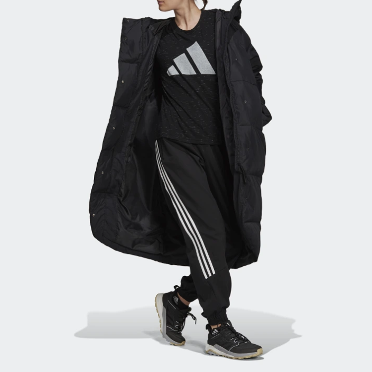 Sizing (Women) adidas  Big Baffle Down Coat Black Mid-Length Winter Jacket. GT6539
