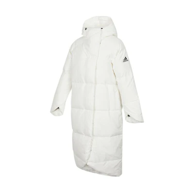 (Women) adidas Big Baffle Down Coat White Waterproof Hooded Winter Jacket GQ2509