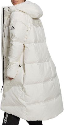 (Women) adidas Big Baffle Down Coat White Waterproof Hooded Winter Jacket GQ2509 Details for (Women) adidas Big Baffle Down Coat White Waterproof Hooded Winter Jacket GQ2509