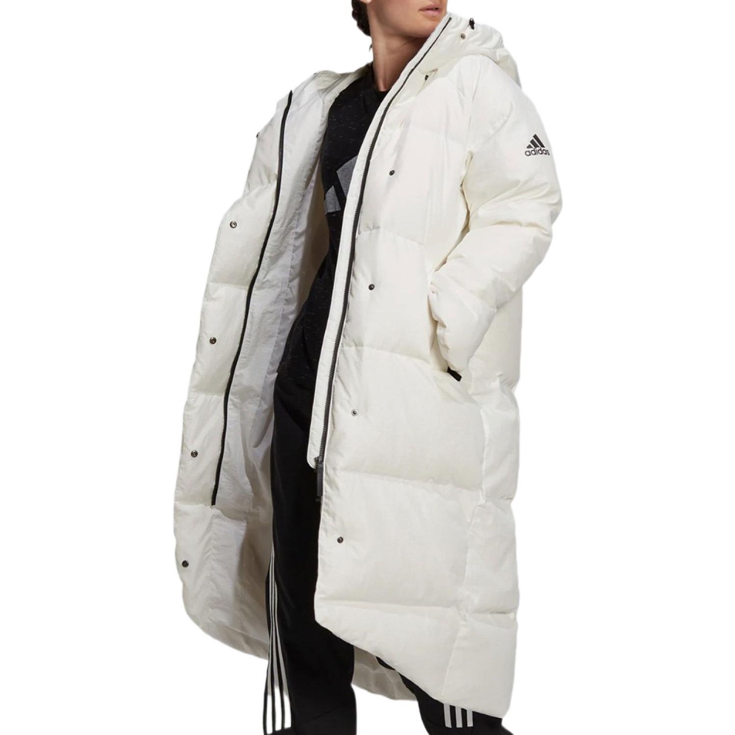 Sizing (W) adidas Abrigo Big Baffle Down Blanco Impermeable con Capucha para Invierno GQ2509