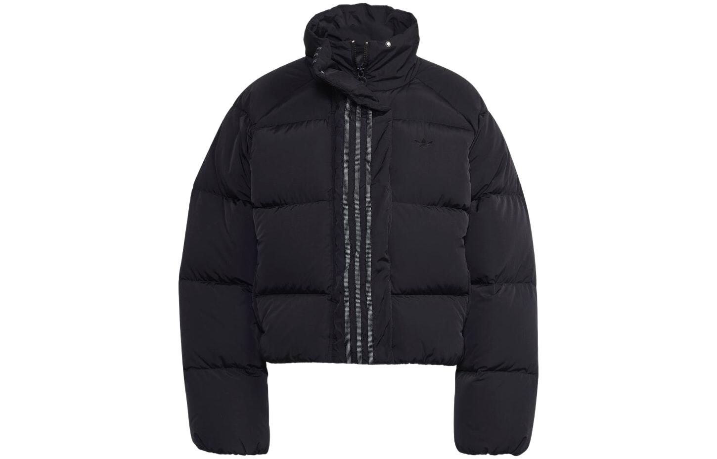 (Women) adidas  Black Colorblocked Striped High Neck Short Down Jacket HM2627 圖 2