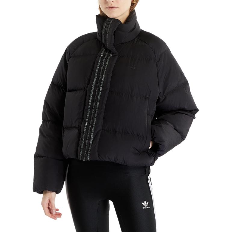 (Women) adidas  Black Colorblocked Striped High Neck Short Down Jacket HM2627 圖 6