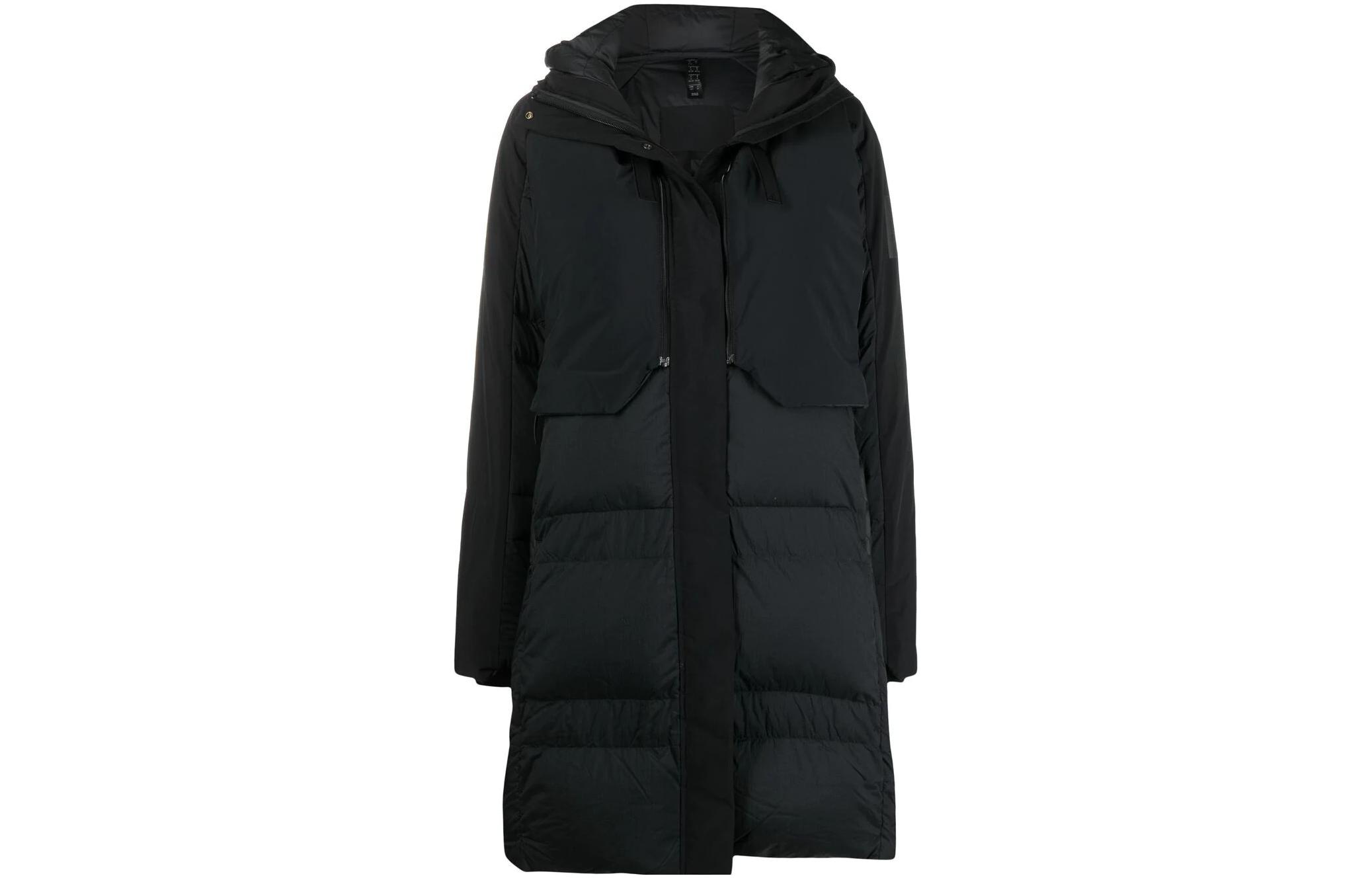 (Women) adidas  Black Down Hoodie Long Coat with Solid Logo Print GV1846 圖 2