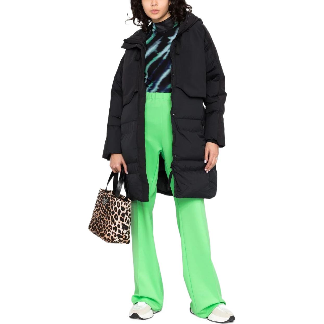 (Women) adidas  Black Down Hoodie Long Coat with Solid Logo Print GV1846 圖 3