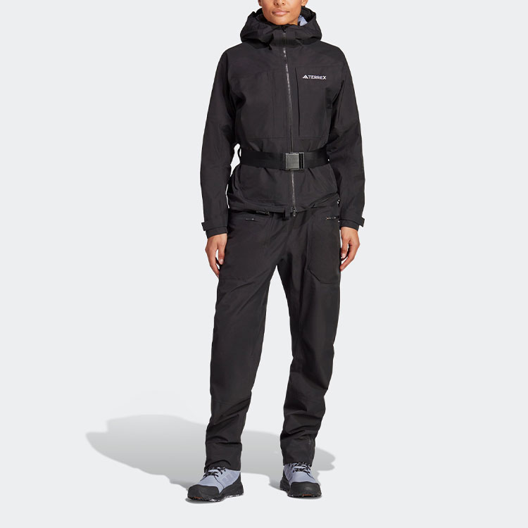 (Women) adidas  Black Letter Print Solid Color Hooded Jacket & Pants Set. HS0317 圖 5