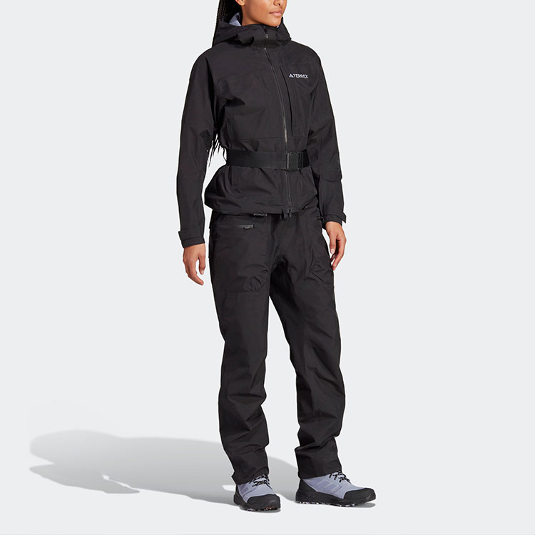 (Women) adidas  Black Letter Print Solid Color Hooded Jacket & Pants Set. HS0317 圖 7