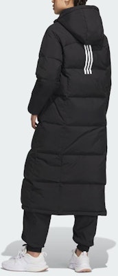 (W) アディダス ブラック ロングダウンジャケット トリプルストライプ フード付き IK2385 Shop (W) アディダス ブラック ロングダウンジャケット トリプルストライプ フード付き IK2385