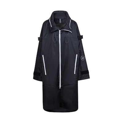 (Women) adidas Black Long Straight-Cut Hooded Zip Windbreaker H59966