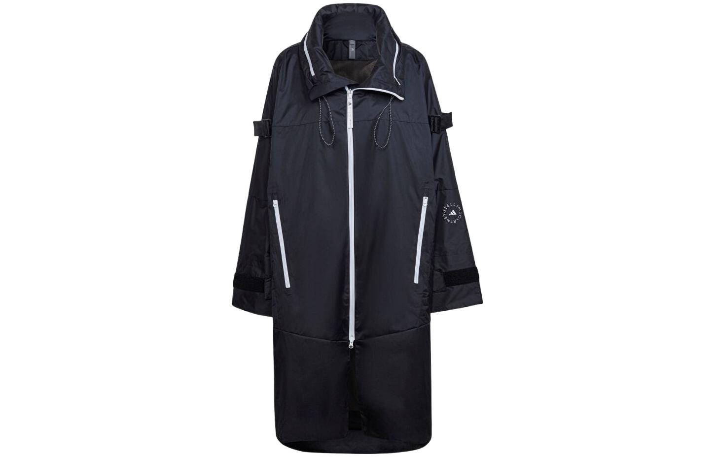 Order (Women) adidas  Black Long Straight-Cut Hooded Zip Windbreaker H59966