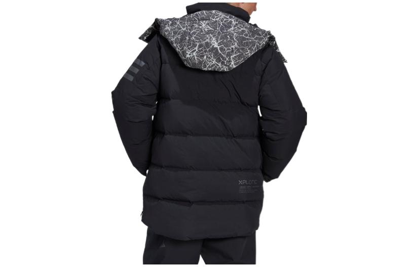 Lookbook (W) アディダス ブラックパファージャケット ジッパー付き パッチワーク ハイカラー HN6941