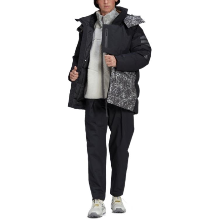 Purchase (W) アディダス ブラックパファージャケット ジッパー付き パッチワーク ハイカラー HN6941