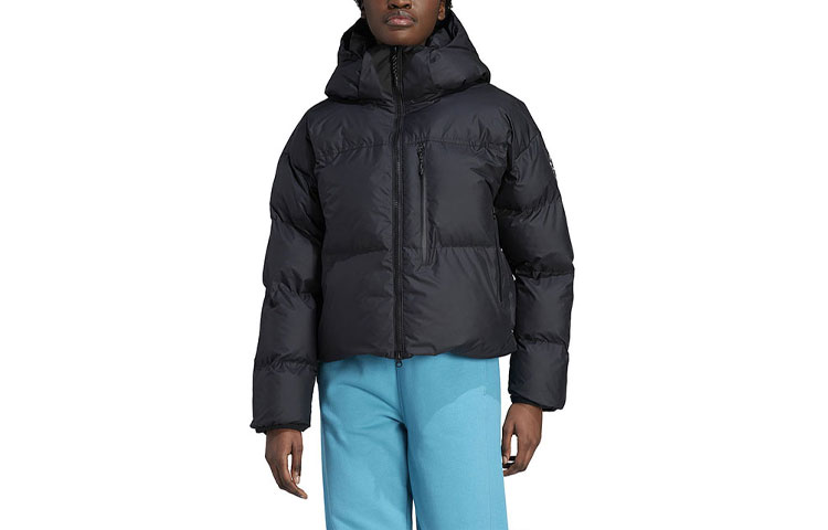 (Women) adidas  Black Solid Color Casual Cropped Hoodie Jacket. IL9613 圖 2