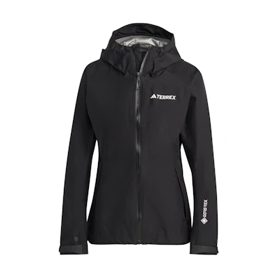(Women) adidas Black Waterproof Windbreaker Outdoor Jacket with Letter Print. HN2904