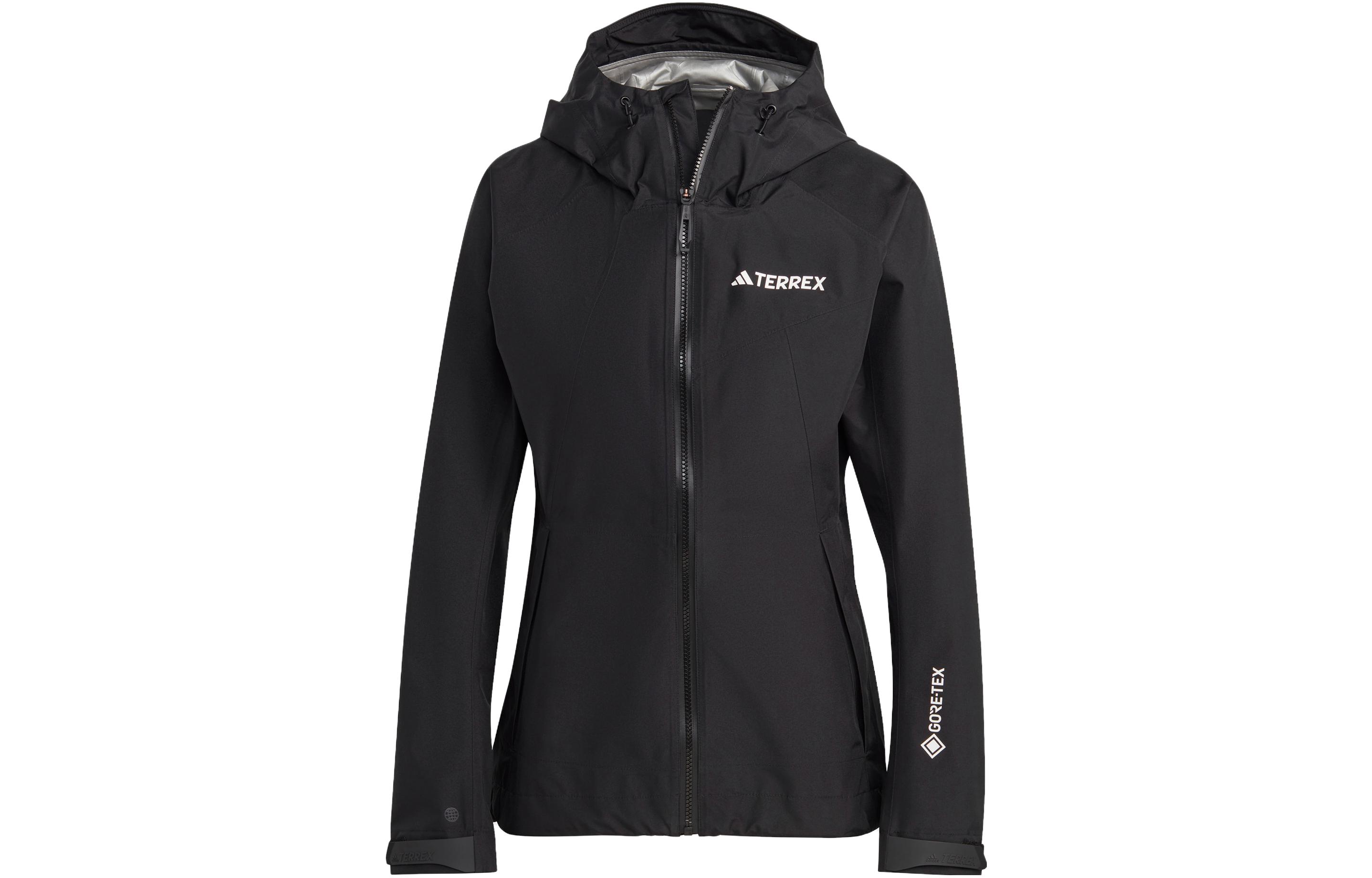 (Women) adidas  Black Waterproof Windbreaker Outdoor Jacket with Letter Print. HN2904 圖 2