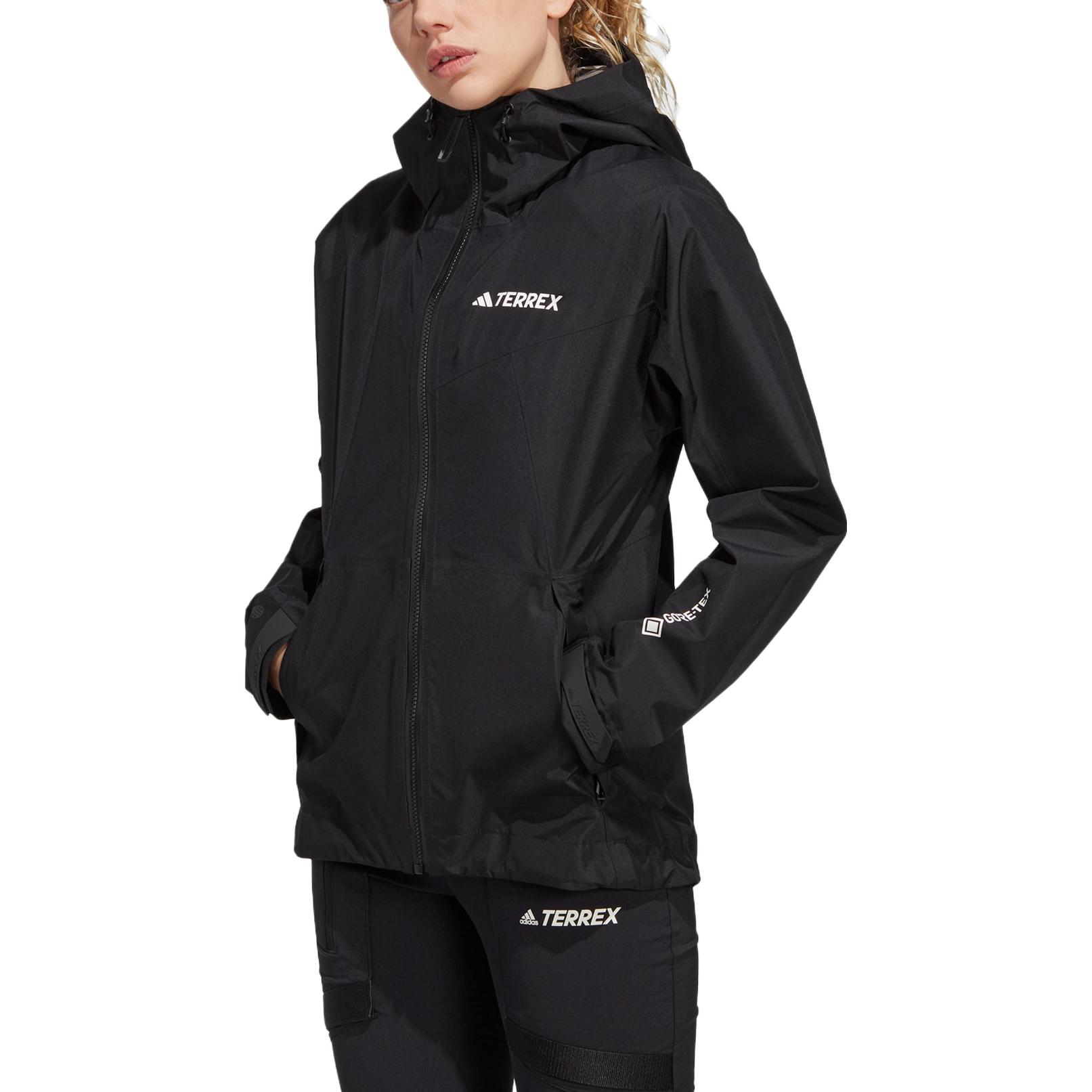 (Women) adidas  Black Waterproof Windbreaker Outdoor Jacket with Letter Print. HN2904 圖 3