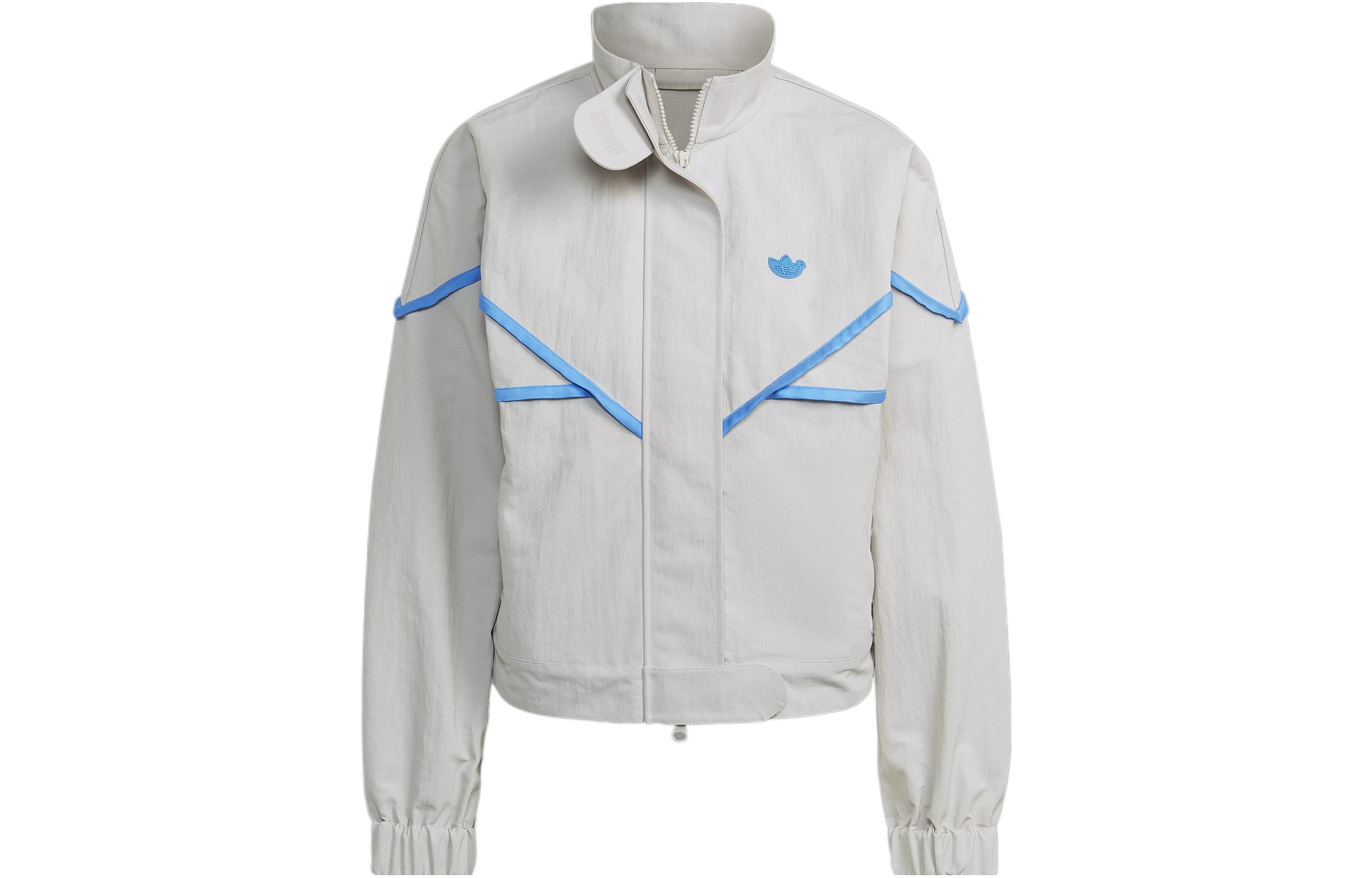 (Women) adidas  Casual Logo Print Track Jacket Gray HK7246