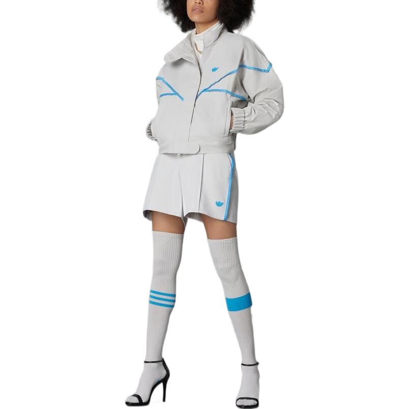 (Women) adidas  Casual Logo Print Track Jacket Gray HK7246 圖 3