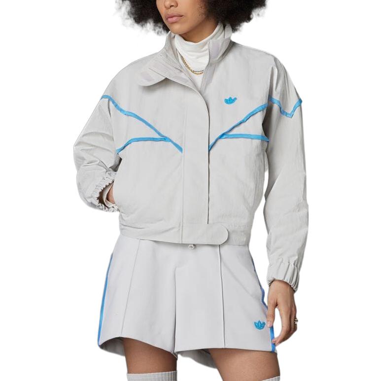 (Women) adidas  Casual Logo Print Track Jacket Gray HK7246 圖 4