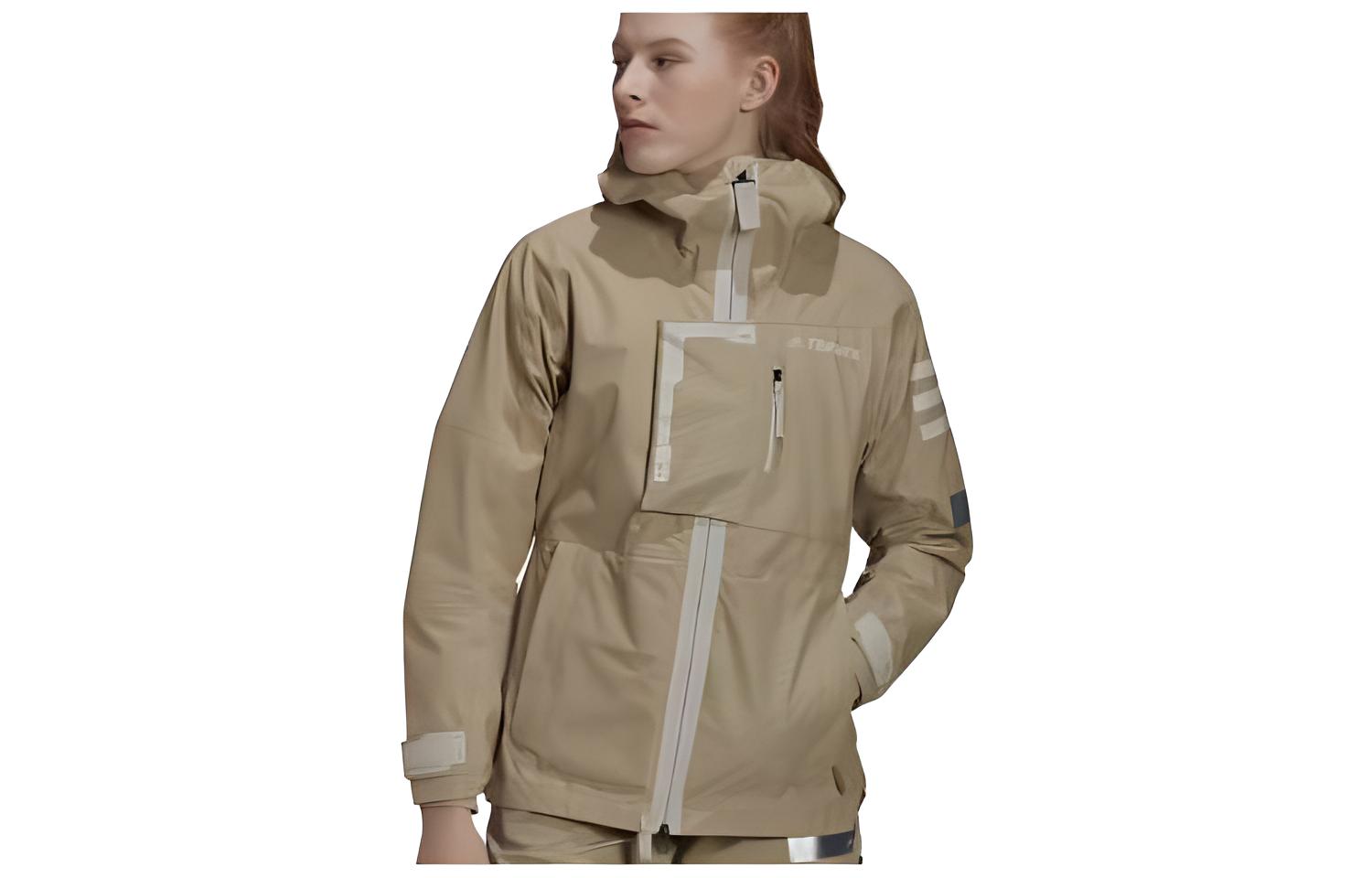 (Women) adidas  Casual Sports Hooded Long Sleeve Jacket - Khaki HB4060