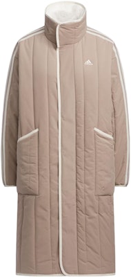 (Women) adidas Comfort Padded Colorblock Long Coat Jacket Pink Brown. IL8953 Order (Women) adidas Comfort Padded Colorblock Long Coat Jacket Pink Brown. IL8953