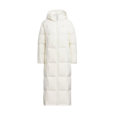 (Women) adidas Down Jacket with Three Stripes, Casual Hooded Coat - Off White. IK2384