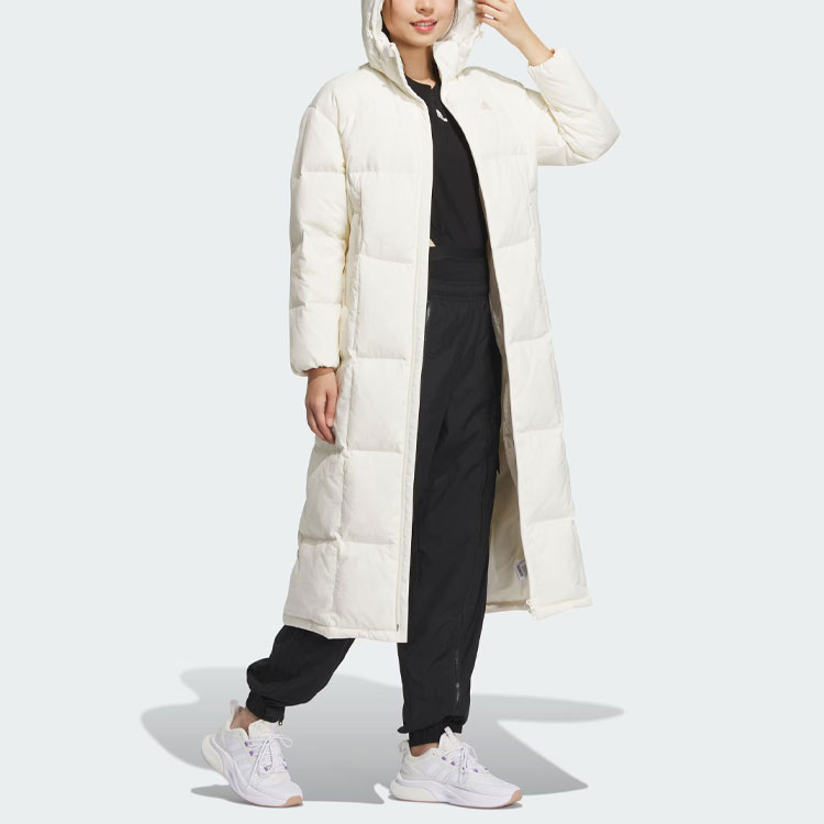 Purchase (W) 아디다스 삼선 다운 재킷, 캐주얼 후드 코트 - 오프 화이트. IK2384