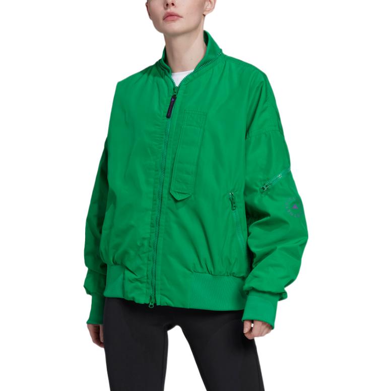 Lookbook (W) adidas Jaket Bomber Zip-Up Hijau dengan Kolar Berdiri HI0926